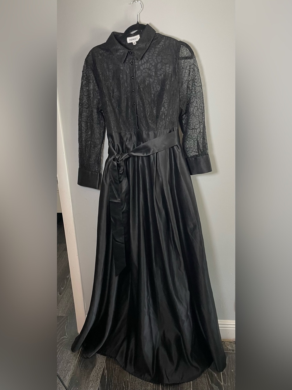 Black Lace Bodice Satin bridal dress Skirt witchy goth  Evening Dress
